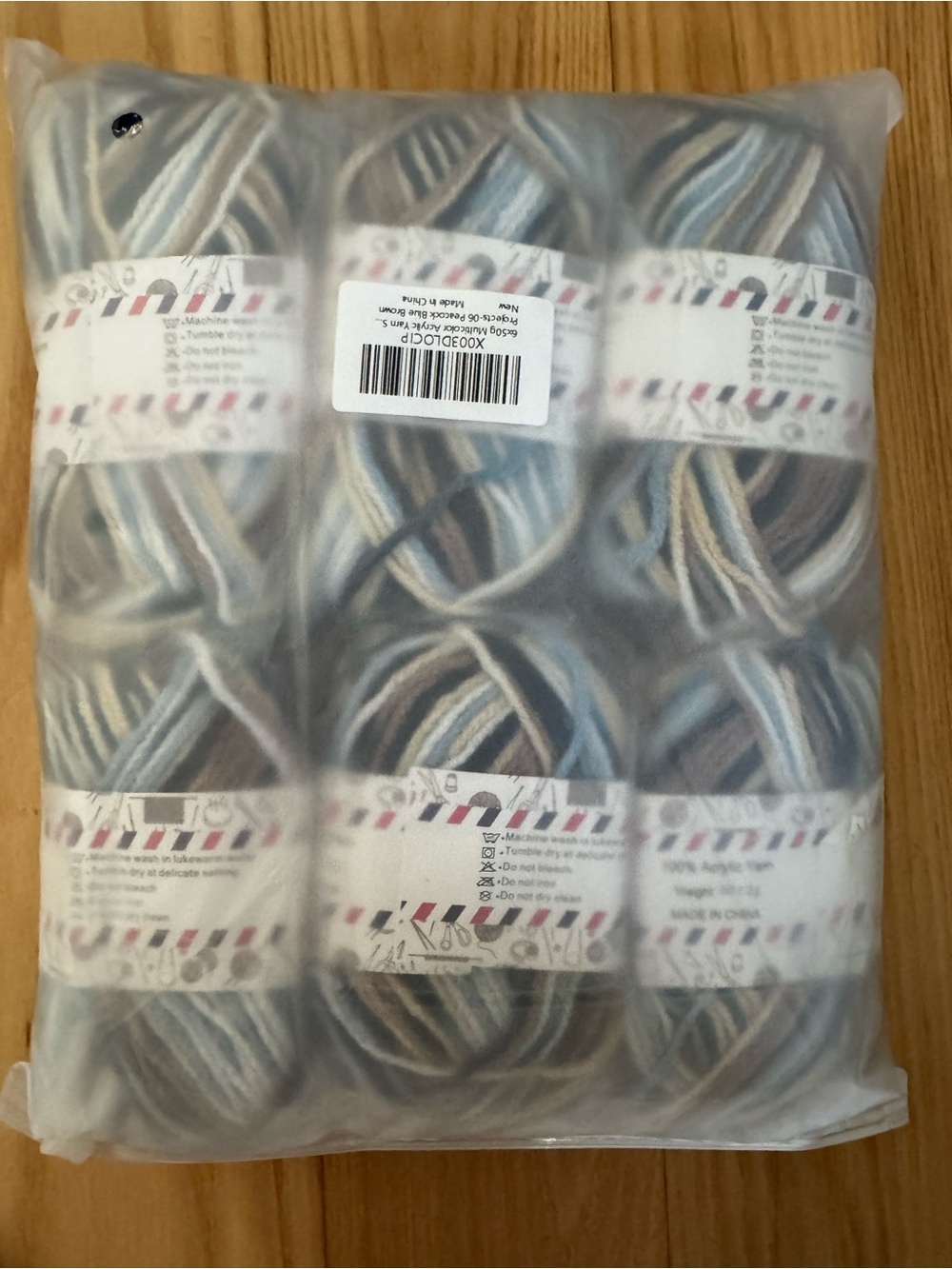 JOYTAG Variegated Yarn Lot 6 Blue Gray Taupe Acrylic Crochet Knitting - Picture 2 of 5